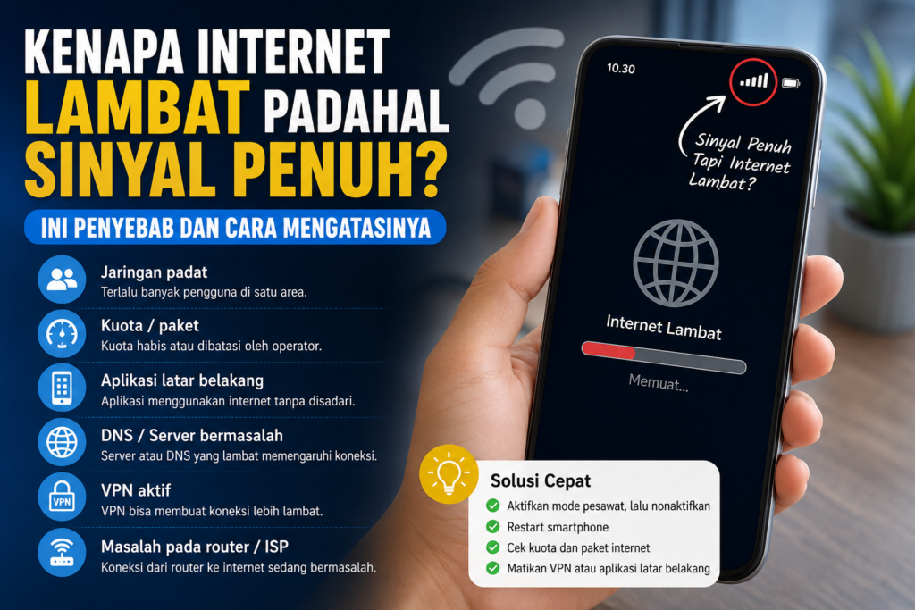 Kenapa Internet Lambat Padahal Sinyal Penuh? Ini Penyebab dan Cara Mengatasinya