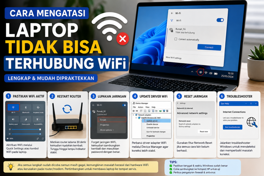 Cara Mengatasi Laptop Tidak Bisa Terhubung WiFi di Windows 10 dan 11