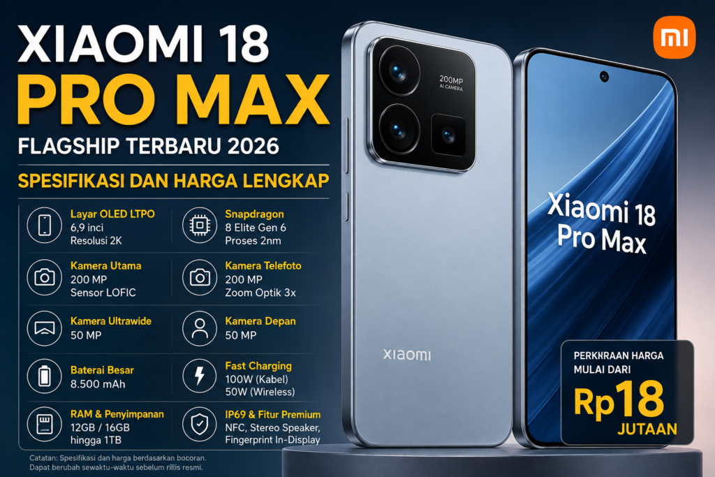 Spesifikasi dan Harga Xiaomi 18 Pro Max, Bocoran Flagship Terbaru 2026