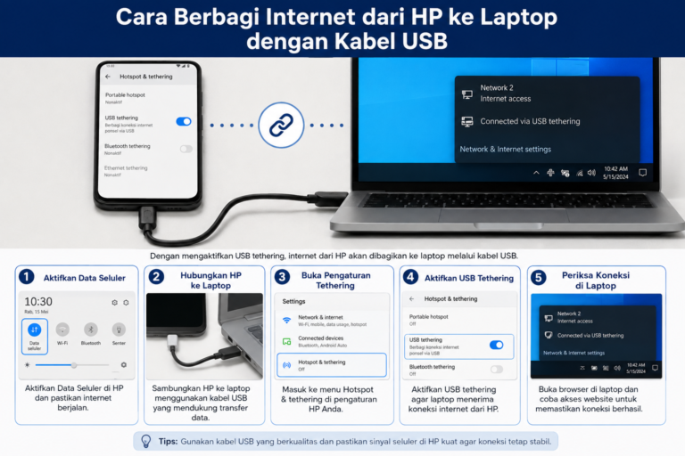 Cara Berbagi Internet dari HP ke Laptop dengan Kabel USB
