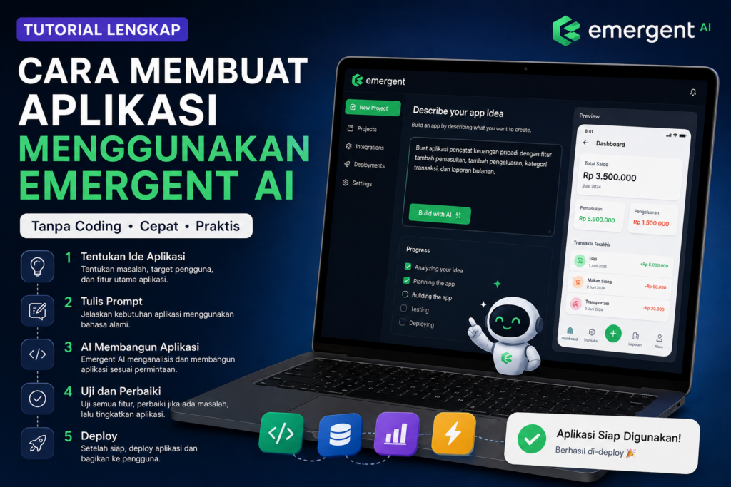 cara membuat aplikasi menggunakan Emergent AI