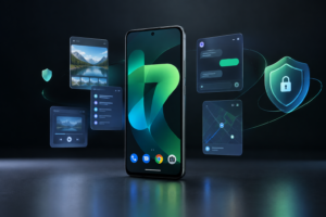 Ilustrasi fitur Android 17 pada smartphone