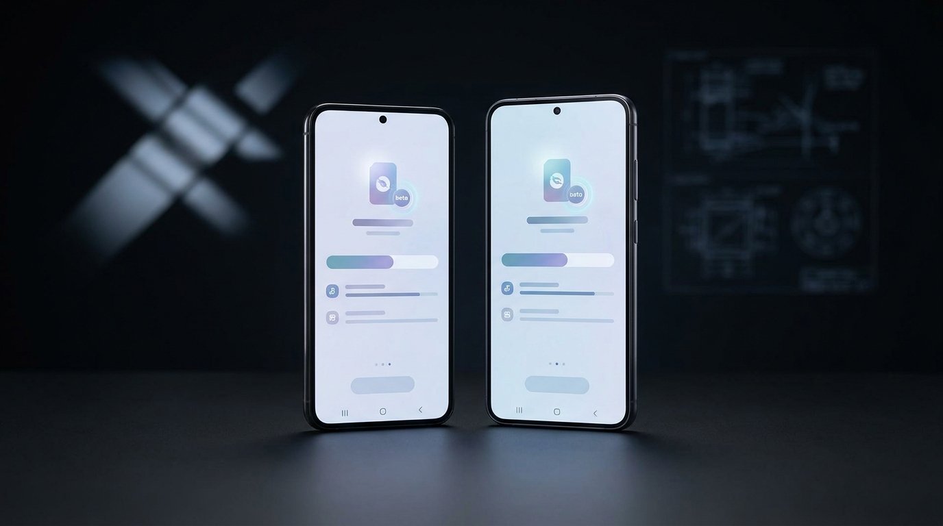 Samsung Galaxy S23 dan Galaxy S24 dengan ilustrasi One UI 9 Beta