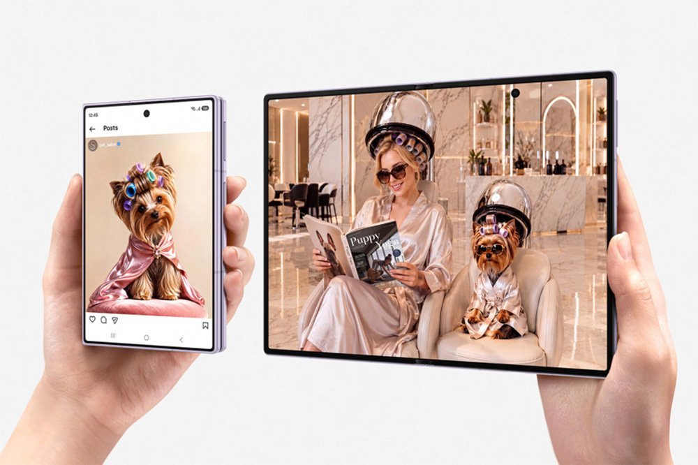 Samsung Galaxy Z Fold8 dalam posisi terlipat dan terbuka